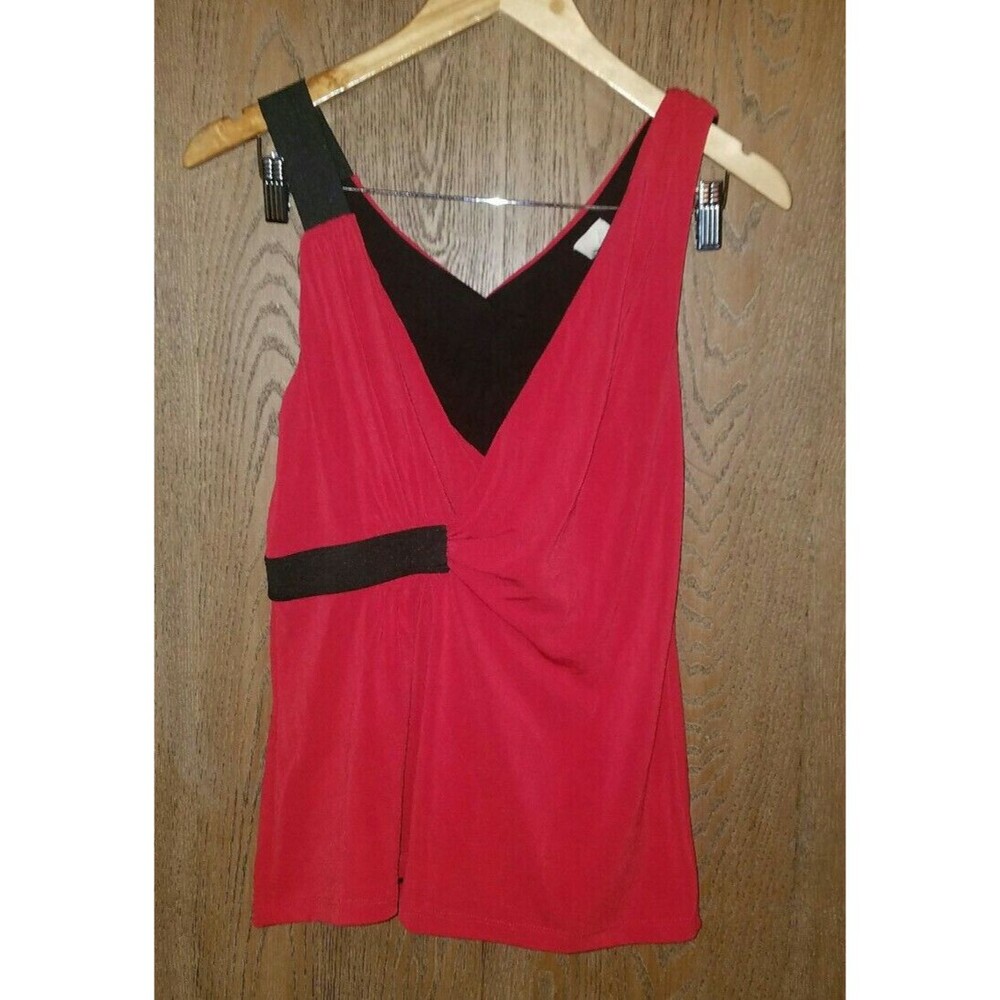 Cover Stitched Red Sleeveless Shirt Size Large